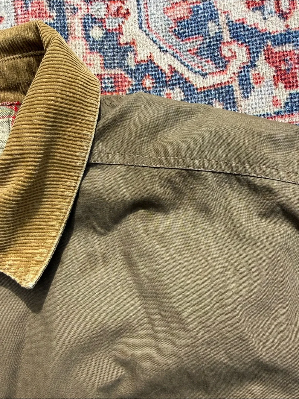 J. Crew Olive Khaki Field Jacket with Corduroy Collar
